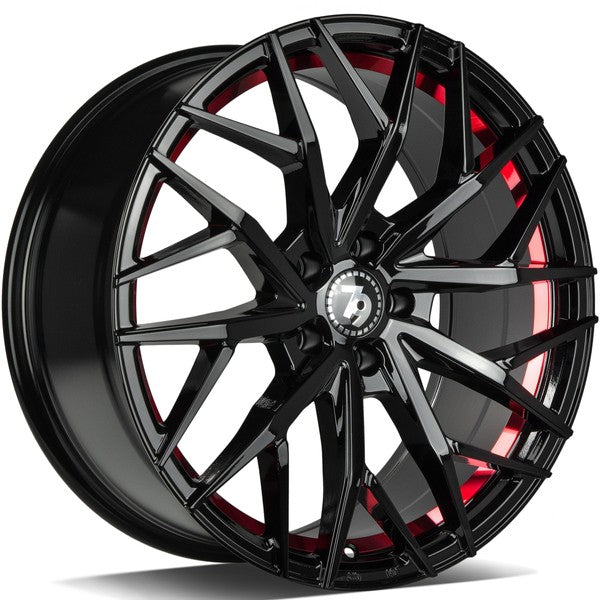 79Wheels SV-C 17 inch Gloss Black red barrel