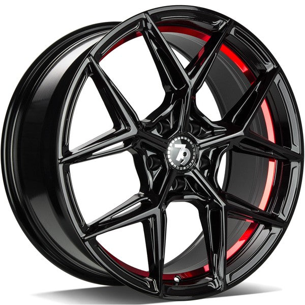 79Wheels SCF-B 18 Gloss Black Red Barrel