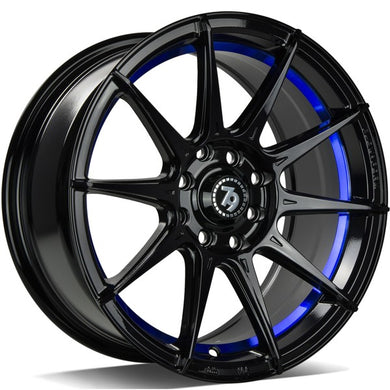 79Wheels SCF-F Black Blue 15 inch wheels
