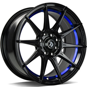 79Wheels SCF-F Black Blue 15 inch wheels