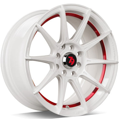 79Wheels SCF-F White Red 15 inch wheels