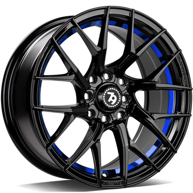 79Wheels SCF-G Black Blue 15 inch wheels