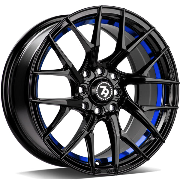 79Wheels SCF-G Black Blue 15 inch wheels