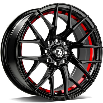 79Wheels SCF-G Black Red 15 inch wheels
