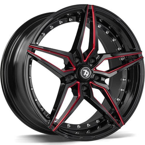 79Wheels SV-AR Black Red Mill 19 inch wheels