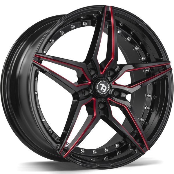 79Wheels SV-AR Black Red Mill 19 inch wheels