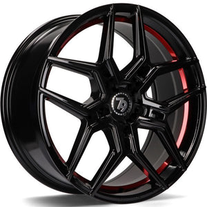 79Wheels SV-B Black Red Barrel 17 inch wheels