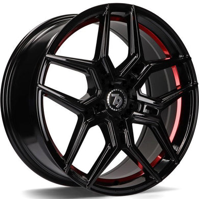 79Wheels SV-B Black Red Barrel 19 inch wheels