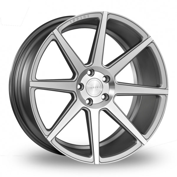 Ispiri ISR8 Satin Silver Polished Face Wider Rear 8.5x19 (Front) & 9.5x19 (Rear) Set of 4 alloy wheels