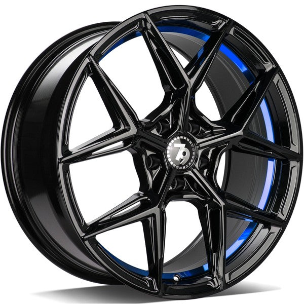 79Wheels SCF-B 19 inch Gloss Black Blue Barrel