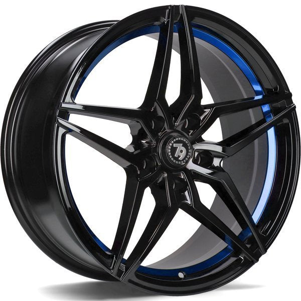 79Wheels SV-A 18 inch Gloss Black Blue Barrel