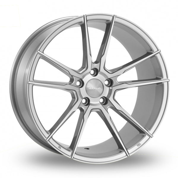 VEEMANN V-FS24 Silver Polished Wider Rear 8x18 (Front) & 9x18 (Rear) Set of 4 alloy wheels