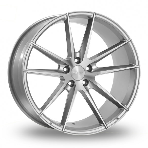 VEEMANN V-FS25 Silver Polished Wider Rear 8x18 (Front) & 9x18 (Rear) Set of 4 alloy wheels