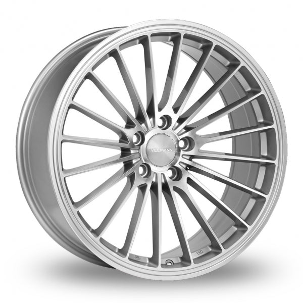 VEEMANN V-FS36 Silver Polished Wider Rear 8.5x19 (Front) & 9.5x19 (Rear) Set of 4 alloy wheels
