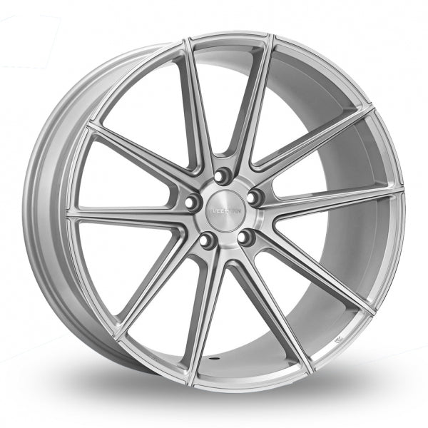 VEEMANN V-FS4 Silver Polished Face Wider Rear 9x21 (Front) & 10.5x21 (Rear) Set of 4 alloy wheels