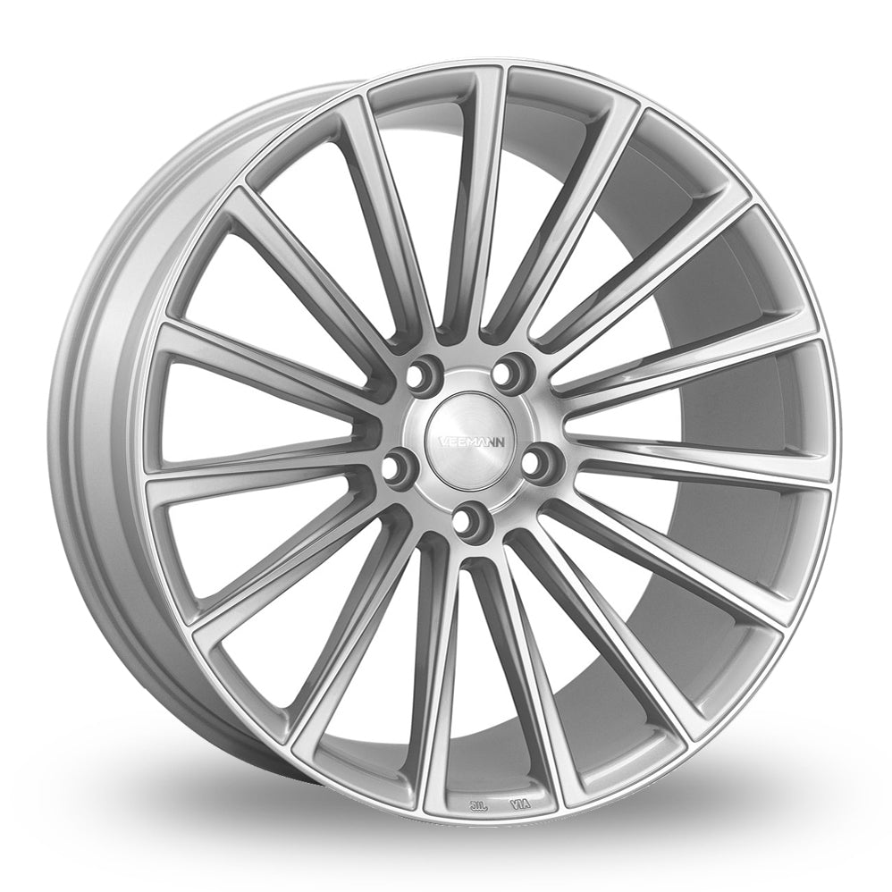 VEEMANN V-FS55 Silver Polished Wider Rear 8.5x19 (Front) & 9.5x19 (Rear) Set of 4 alloy wheels