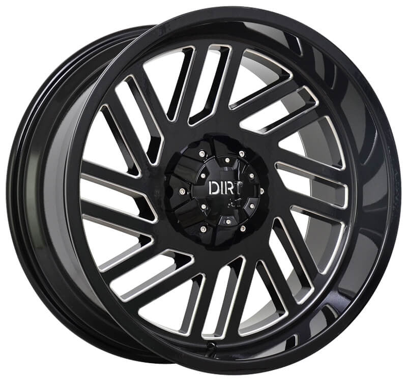 DIRT A.T wheels D57 Gloss Black Polished Mill